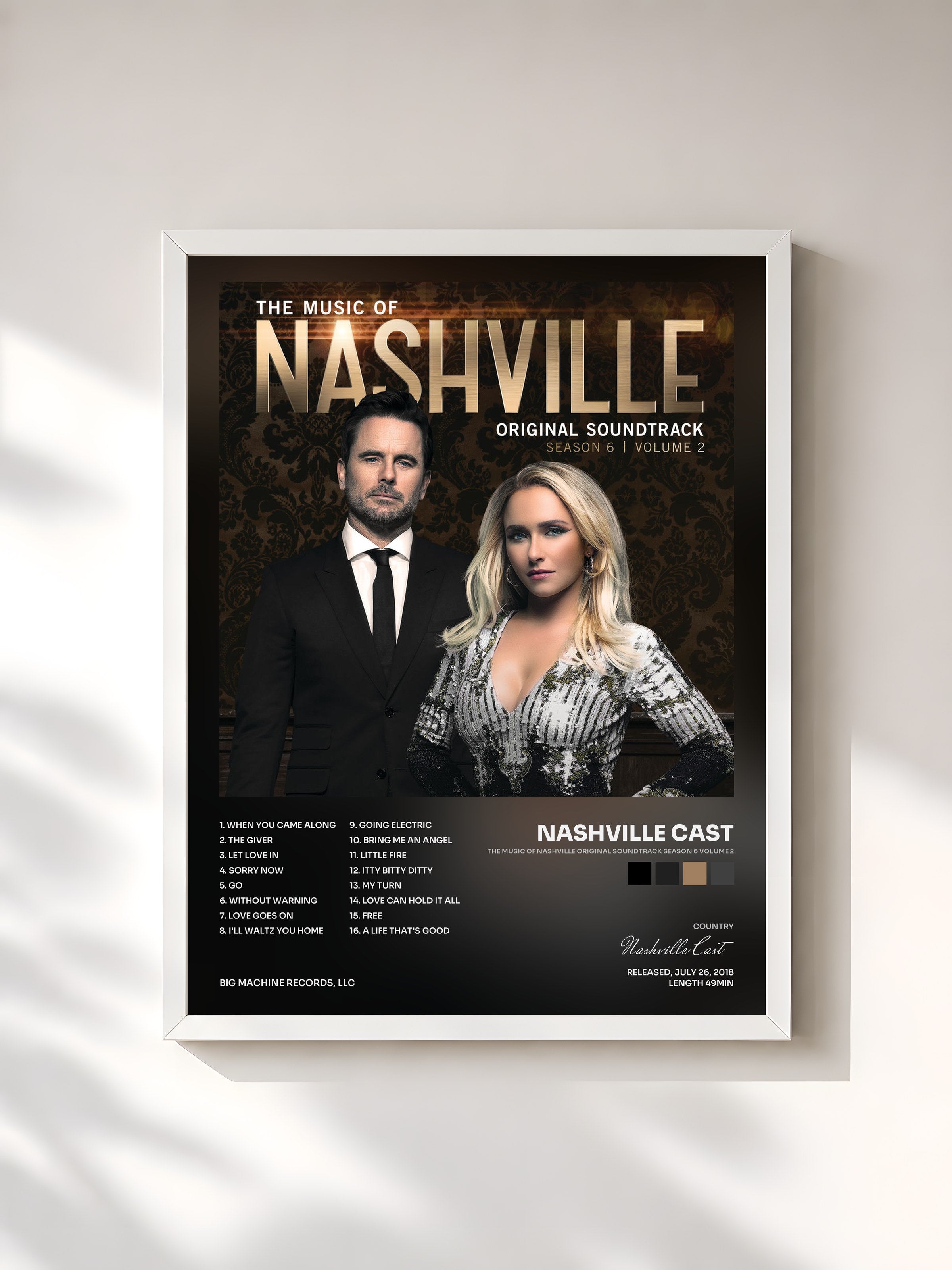 #blanc Tableau de l'album The Music Of Nashville Original Soundtrack Season 6 Volume 2 de Nashville Cast, cadre blanc, imprimé et encadré en France