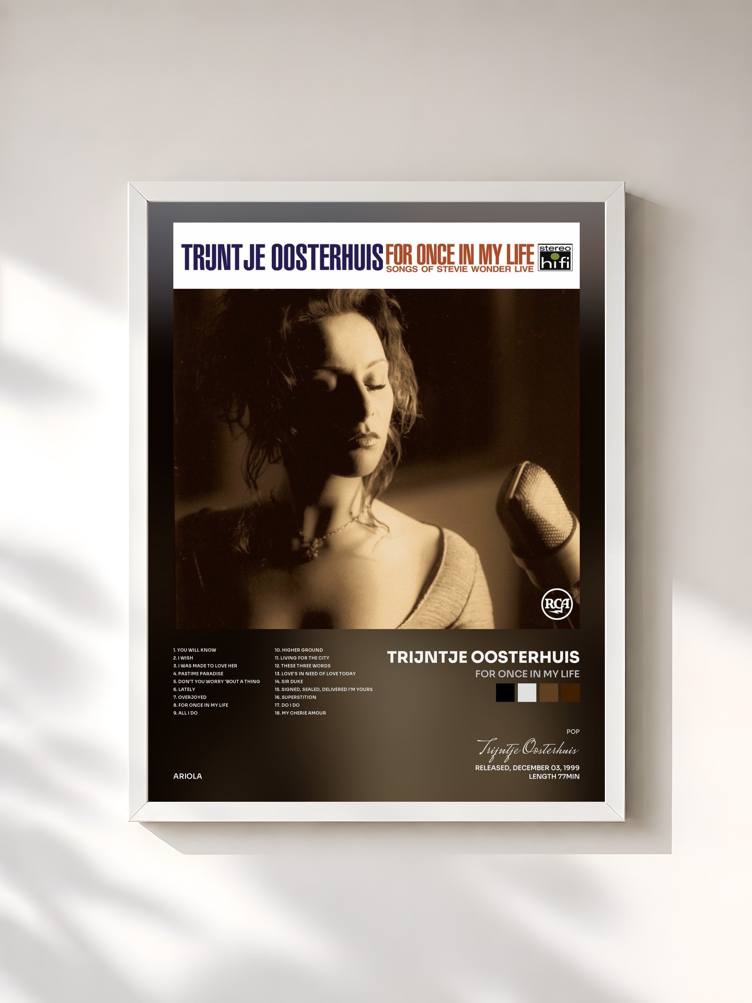 #blanc Tableau de l'album For Once In My Life de Trijntje Oosterhuis, cadre blanc, imprimé et encadré en France