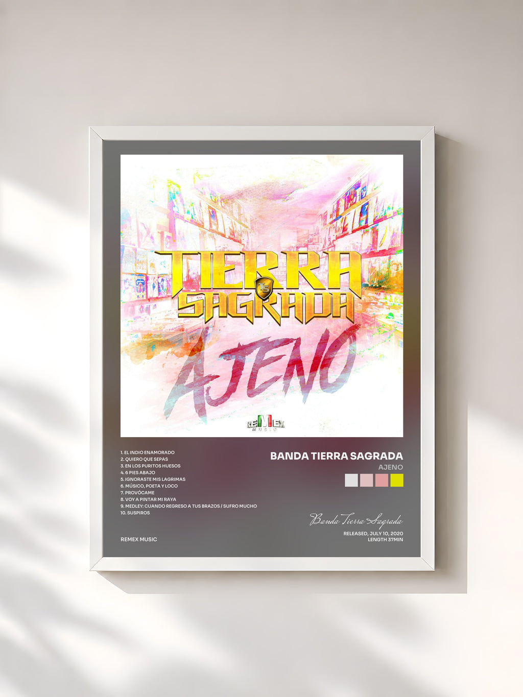 #blanc Ajeno by Banda Tierra Sagrada as a framed art print, white frame, printed and framed in France