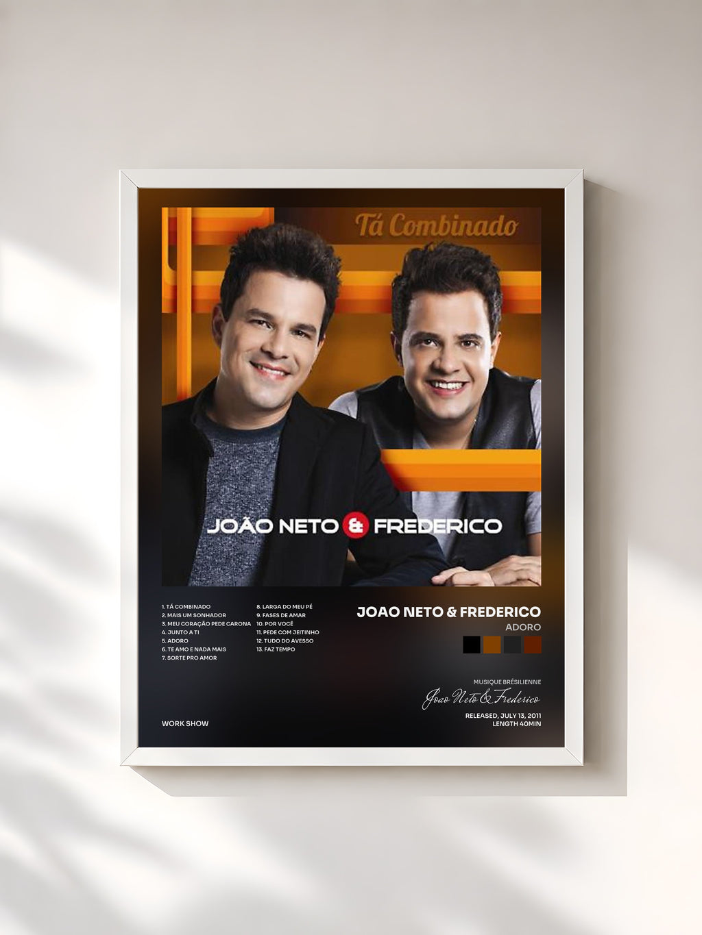 #blanc Tableau de l'album Adoro de Joao Neto & Frederico, cadre blanc, imprimé et encadré en France