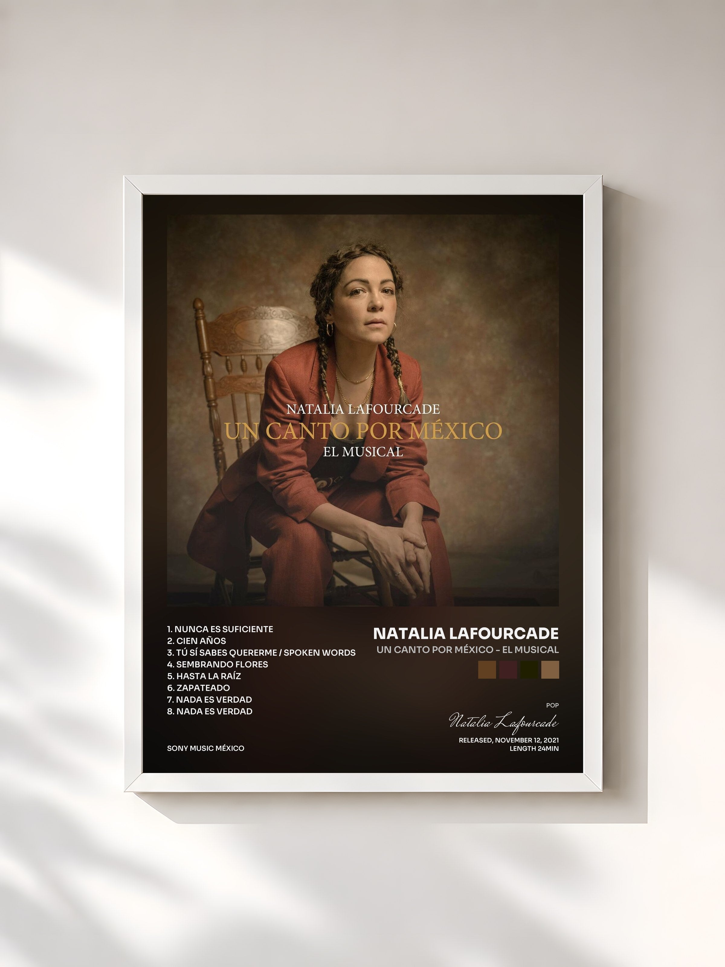 #blanc Tableau de l'album Un Canto por México - El Musical de Natalia Lafourcade, cadre blanc, imprimé et encadré en France
