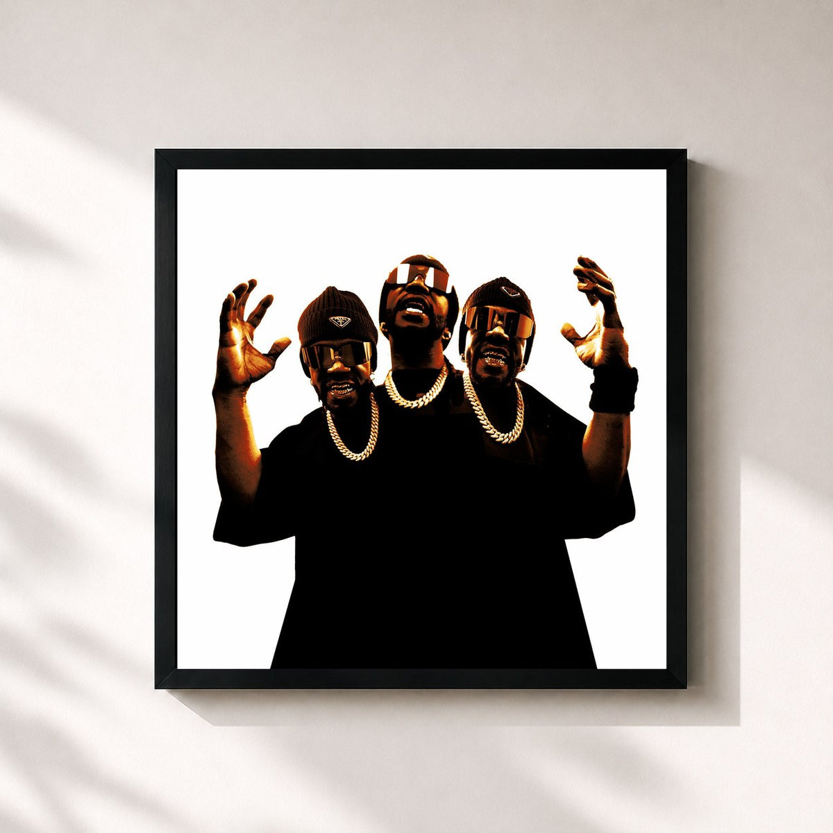 #noir Tableau carré de l'album Head On Swivel de Juicy J, cadre noir 32x32 cm