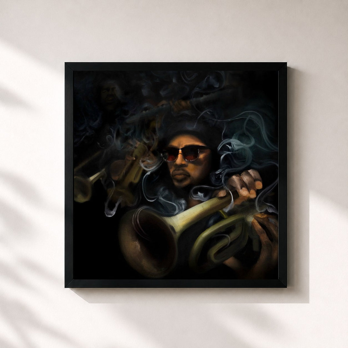 #noir Tableau carré de l'album Ravenite Social Club de Juicy J, cadre noir 32x32 cm