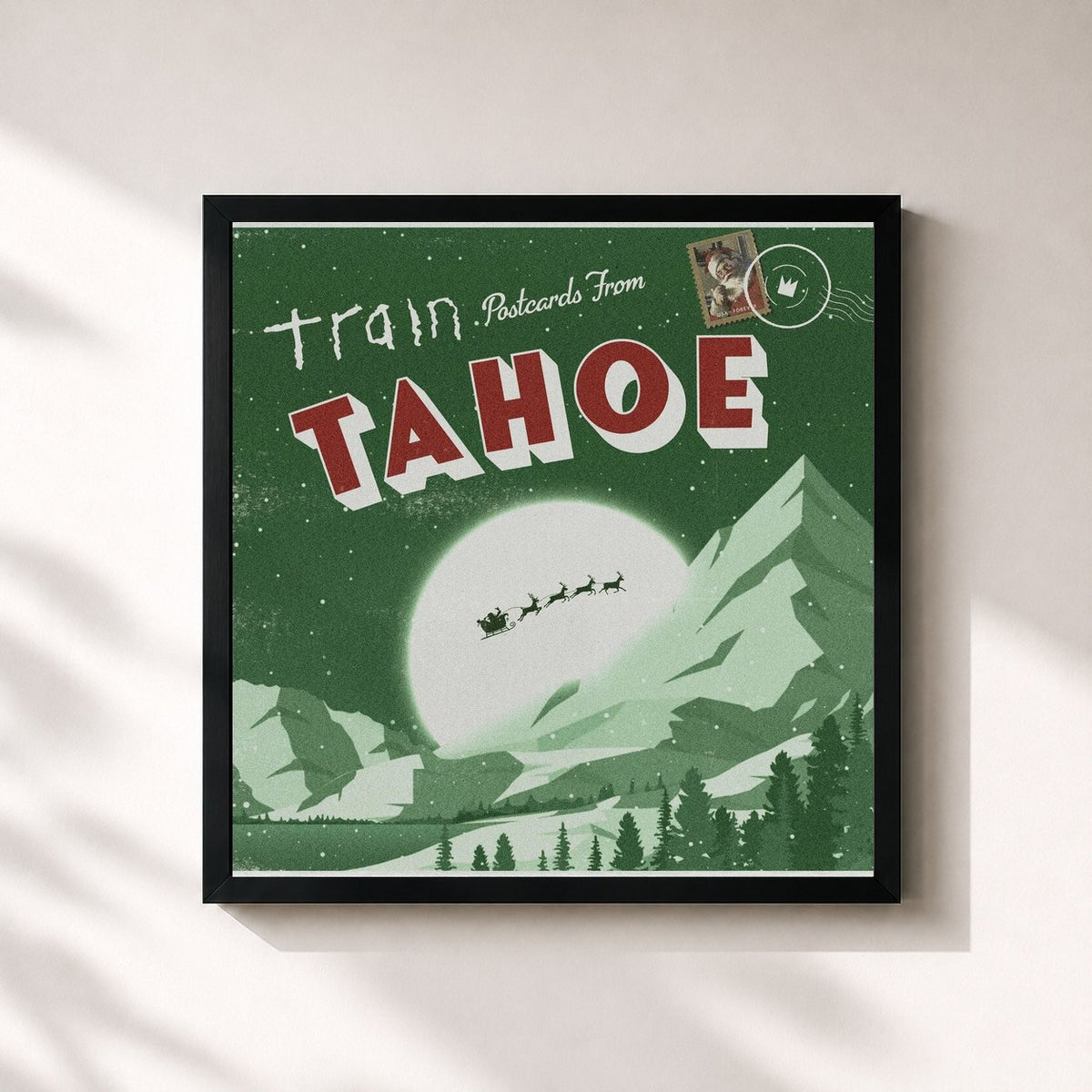 #noir Tableau carré de l'album Postcards From Tahoe de Train, cadre noir 32x32 cm