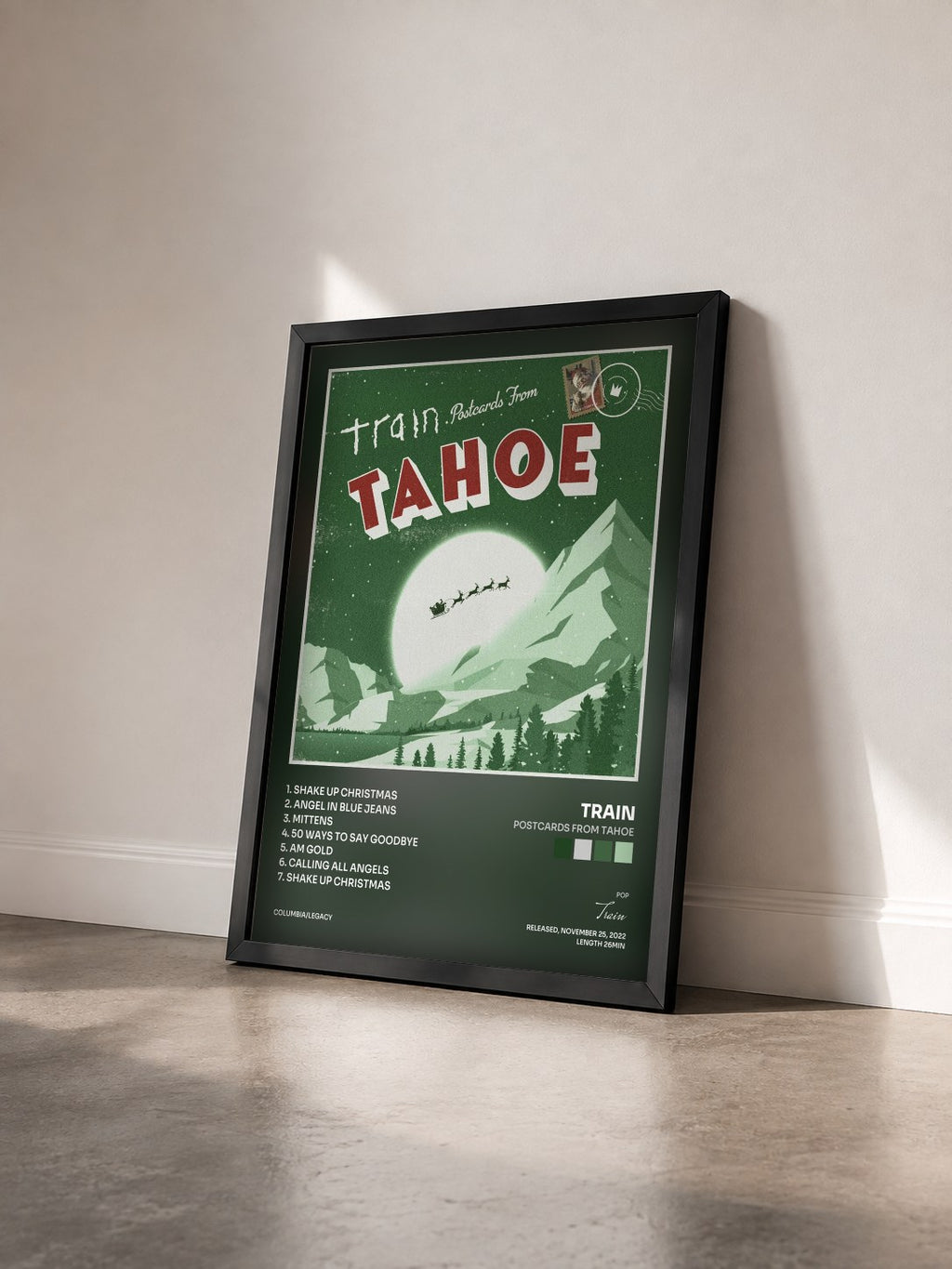 #noir Tableau de l'album Postcards From Tahoe de Train vu de trois quarts, cadre noir