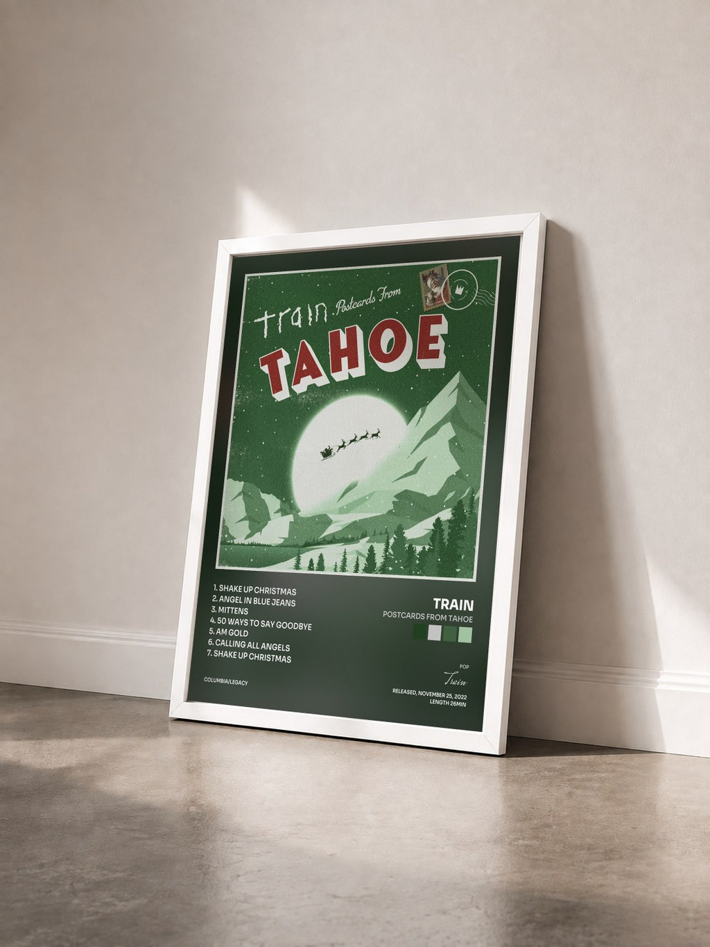 #blanc Tableau de l'album Postcards From Tahoe de Train vu de trois quarts, cadre blanc