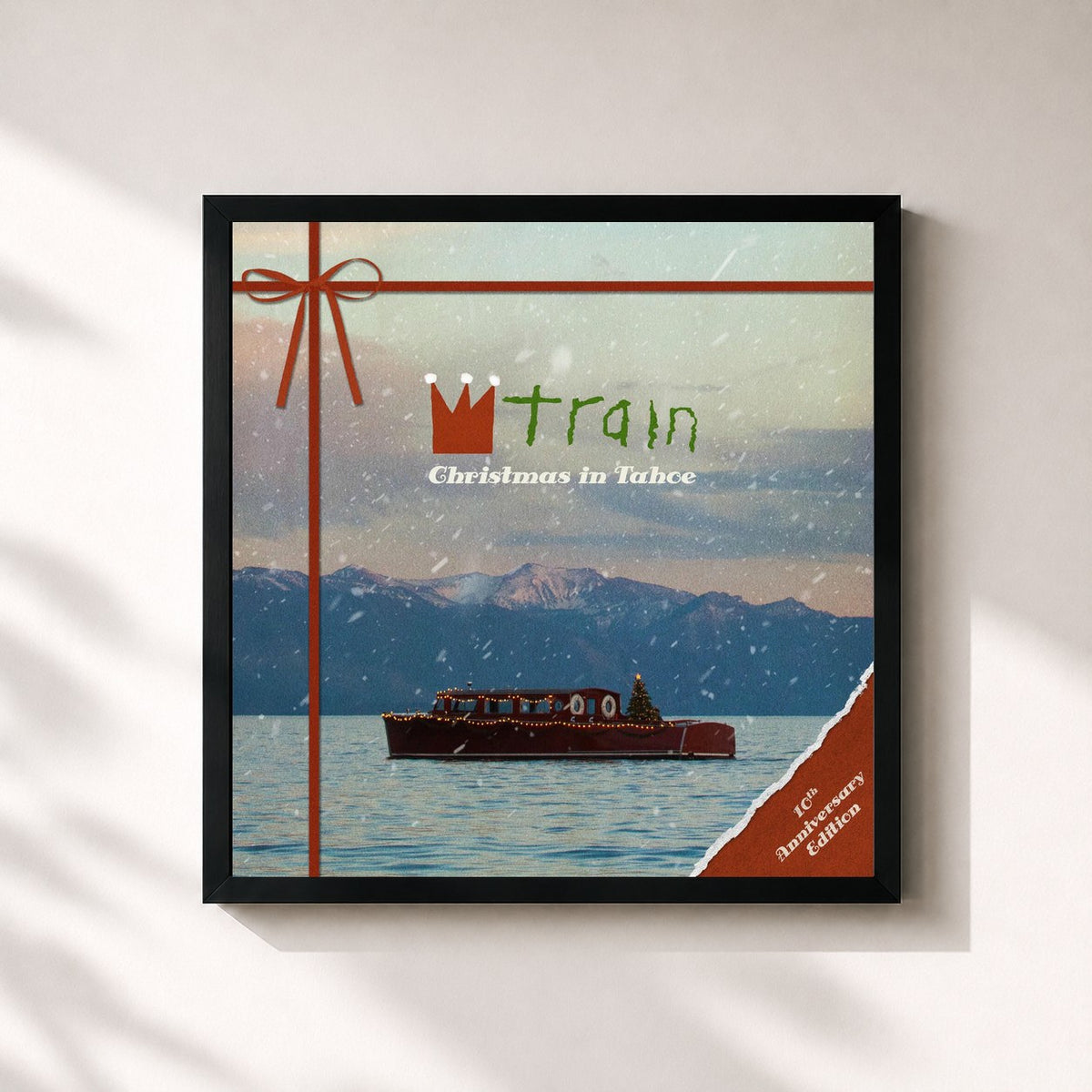#noir Tableau carré de l'album Christmas In Tahoe (10th Anniversary Deluxe Edition) de Train, cadre noir 32x32 cm