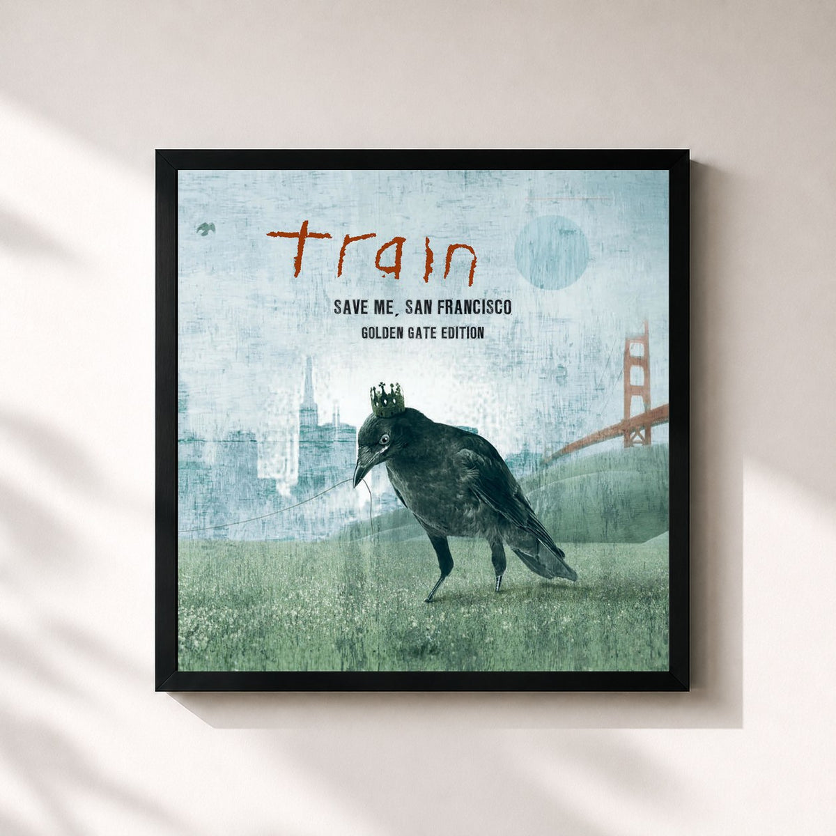 #noir Tableau carré de l'album Save Me, San Francisco (Golden Gate Edition) de Train, cadre noir 32x32 cm