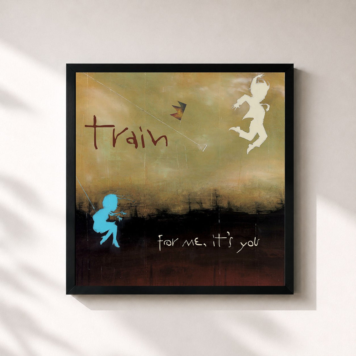 #noir Tableau carré de l'album For Me, It's You de Train, cadre noir 32x32 cm