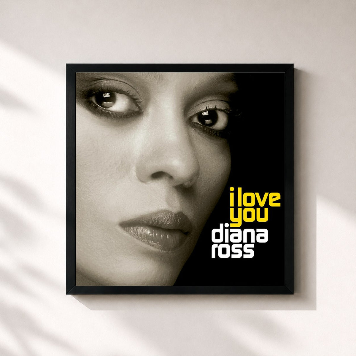 #noir Tableau carré de l'album I Love You de Diana Ross, cadre noir 32x32 cm