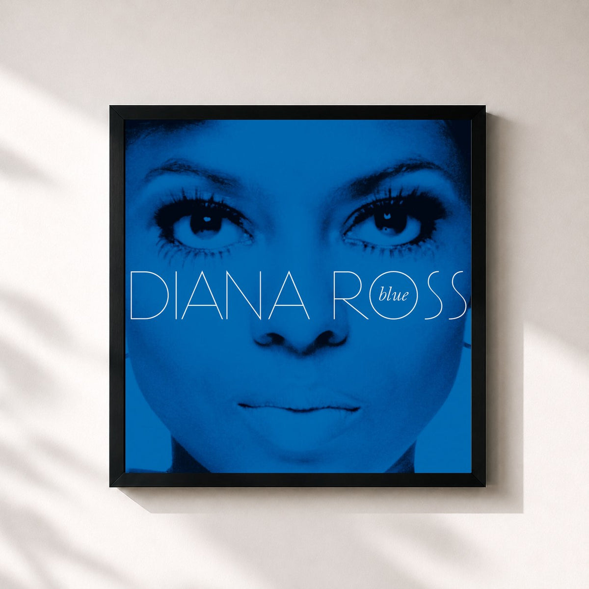 #noir Tableau carré de l'album Blue de Diana Ross, cadre noir 32x32 cm