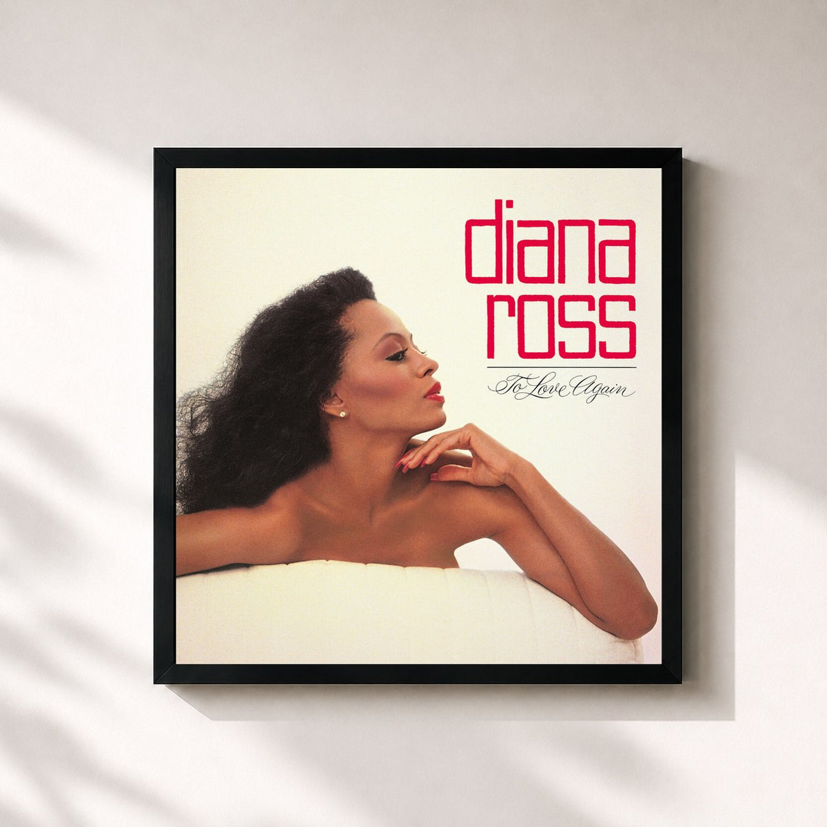 #noir Tableau carré de l'album To Love Again de Diana Ross, cadre noir 32x32 cm