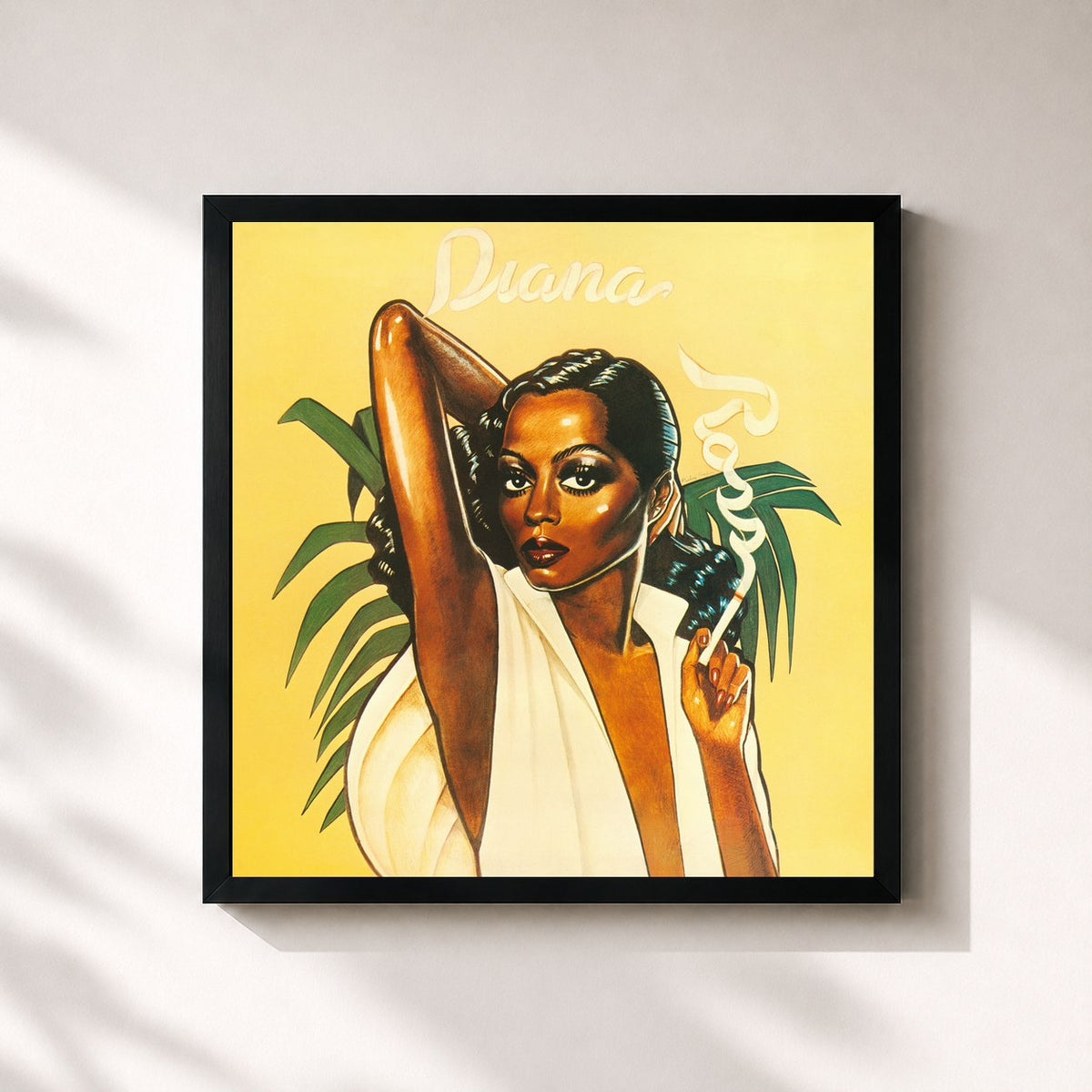 #noir Tableau carré de l'album Ross de Diana Ross, cadre noir 32x32 cm