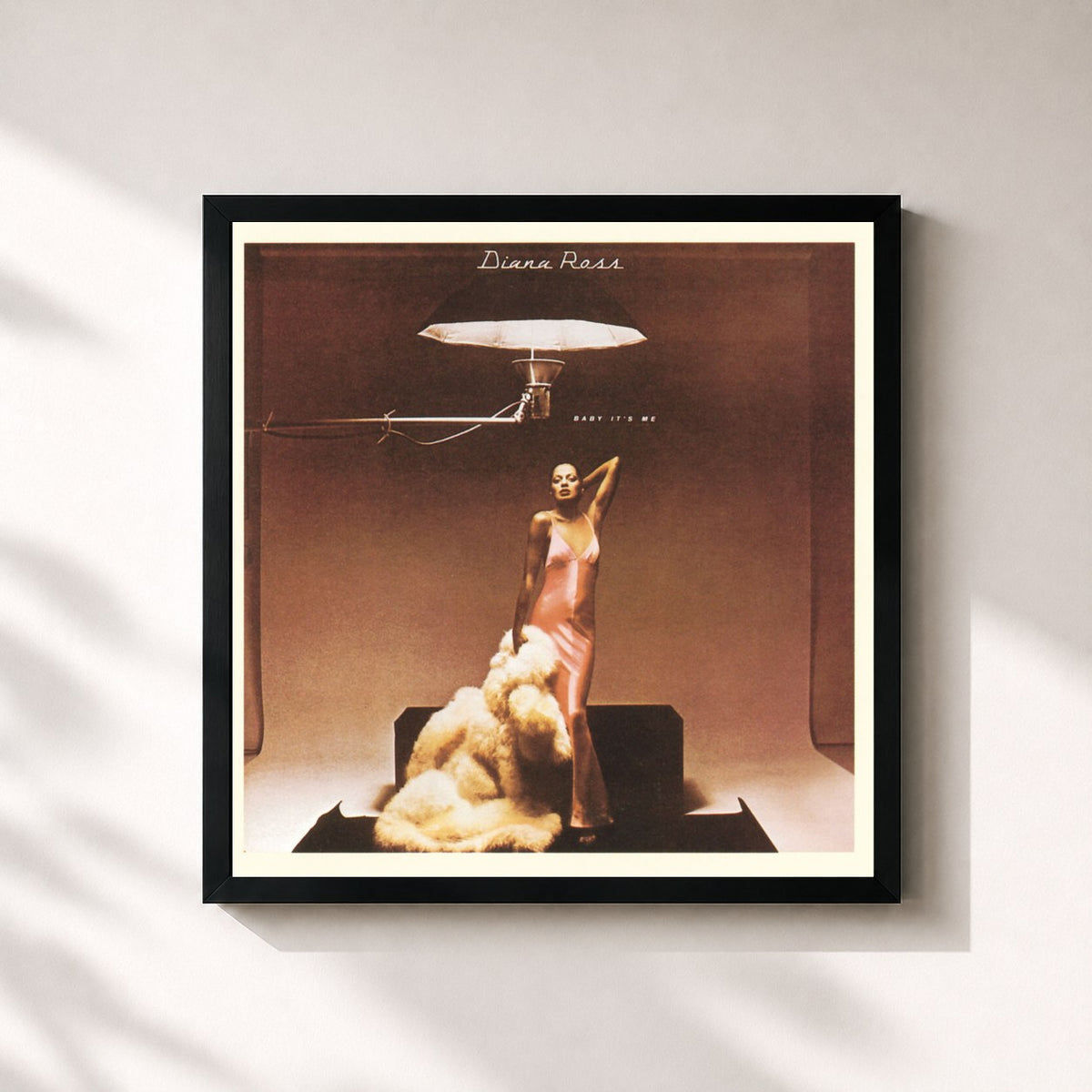 #noir Tableau carré de l'album Baby It's Me de Diana Ross, cadre noir 32x32 cm