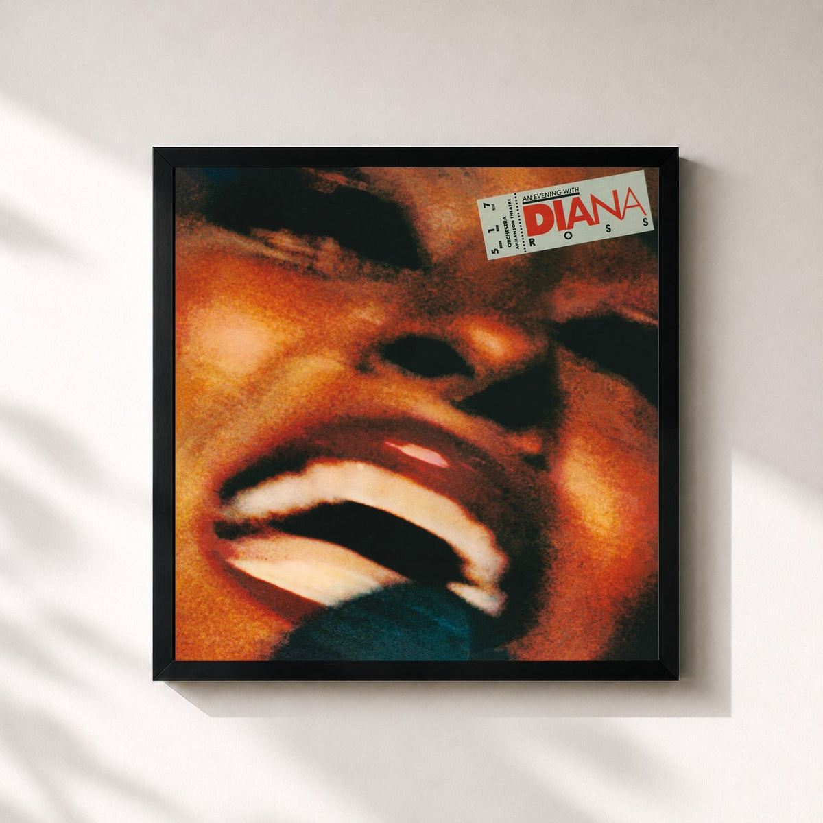#noir Tableau carré de l'album An Evening With Diana Ross de Diana Ross, cadre noir 32x32 cm