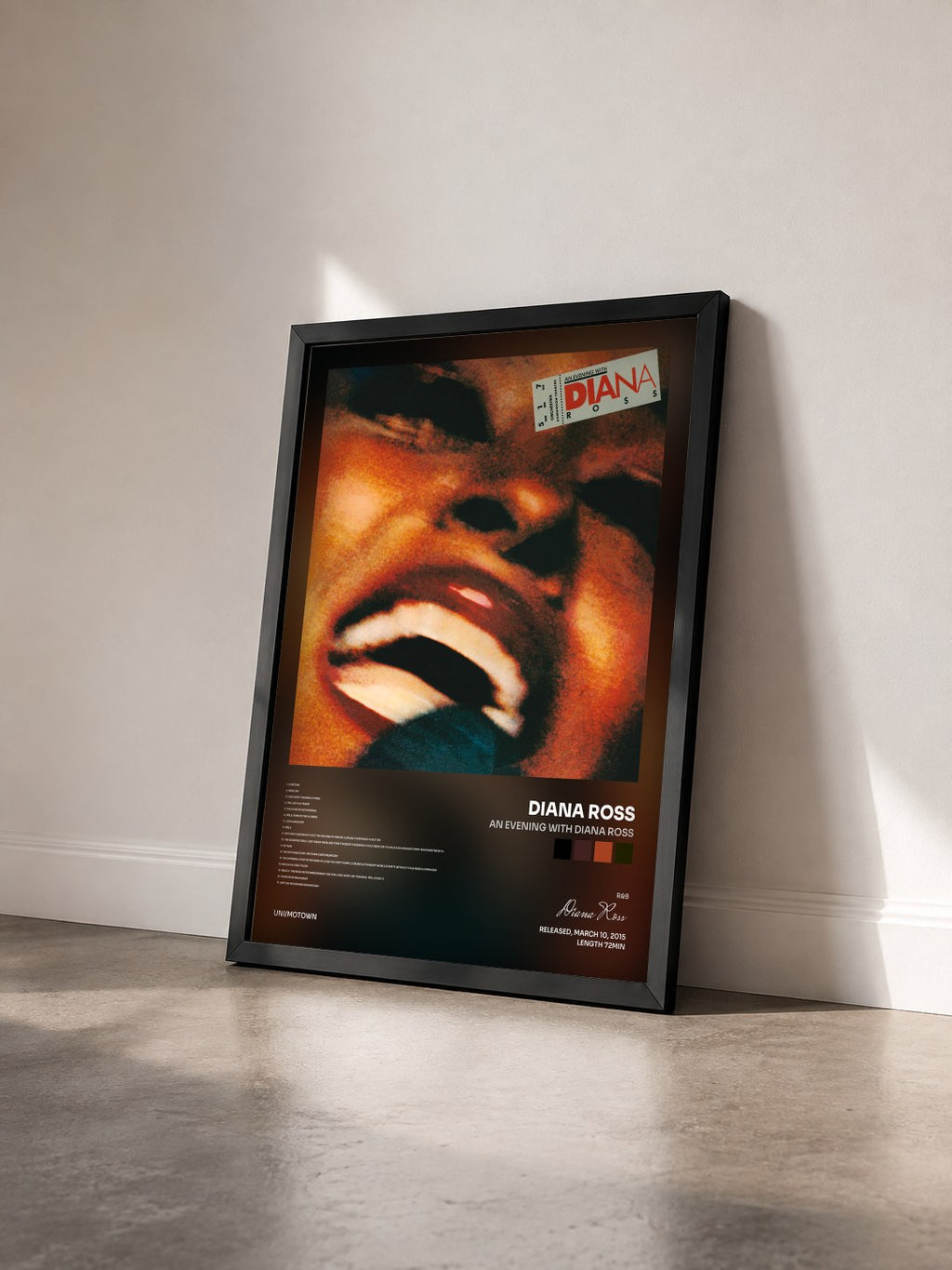 #noir Tableau de l'album An Evening With Diana Ross de Diana Ross vu de trois quarts, cadre noir