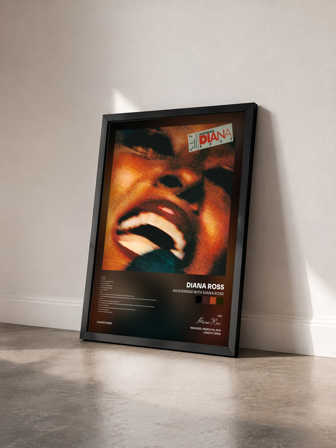 #noir Tableau de l'album An Evening With Diana Ross de Diana Ross vu de trois quarts, cadre noir