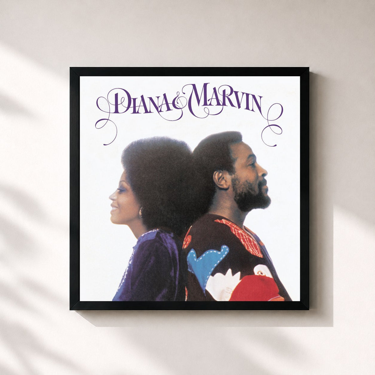 #noir Tableau carré de l'album Diana & Marvin (Expanded Edition) de Diana Ross, cadre noir 32x32 cm