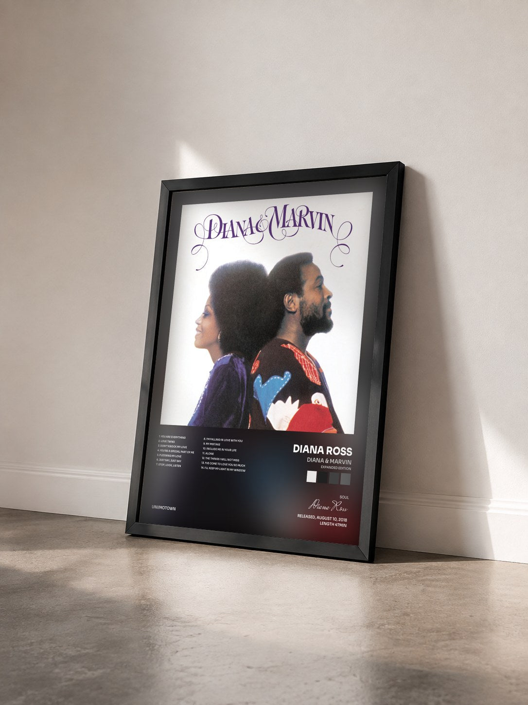 #noir Tableau de l'album Diana & Marvin (Expanded Edition) de Diana Ross vu de trois quarts, cadre noir