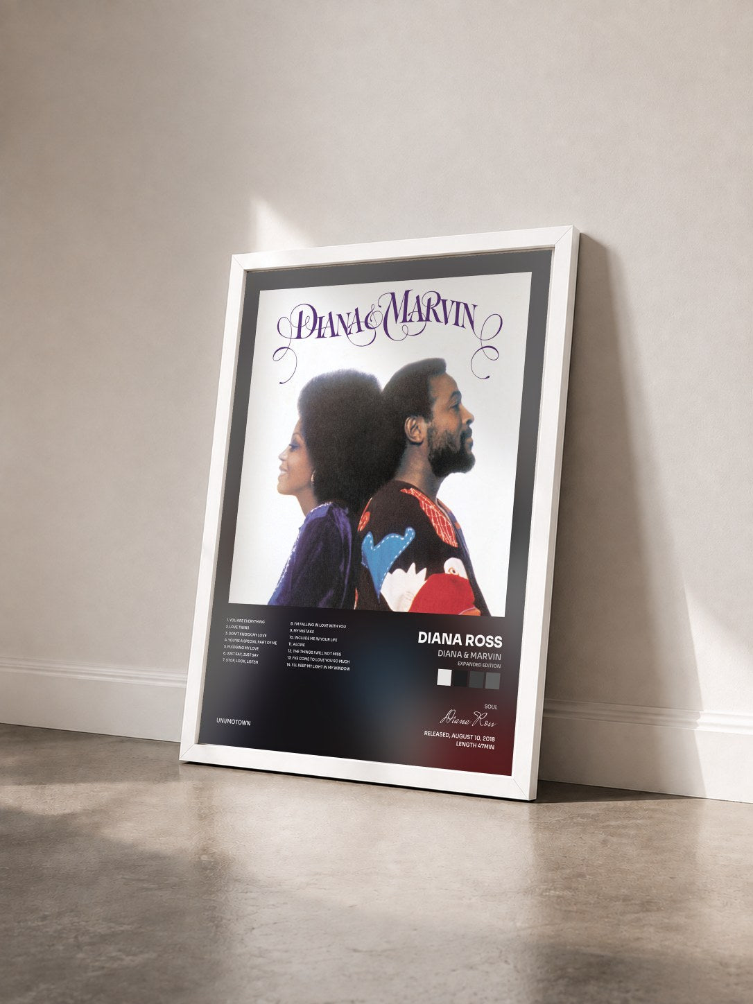 #blanc Tableau de l'album Diana & Marvin (Expanded Edition) de Diana Ross vu de trois quarts, cadre blanc