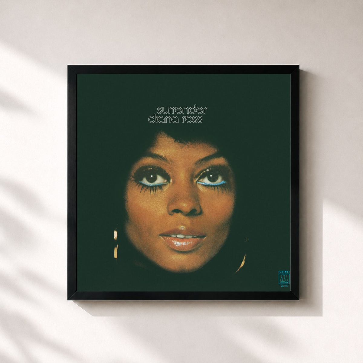 #noir Tableau carré de l'album Surrender de Diana Ross, cadre noir 32x32 cm