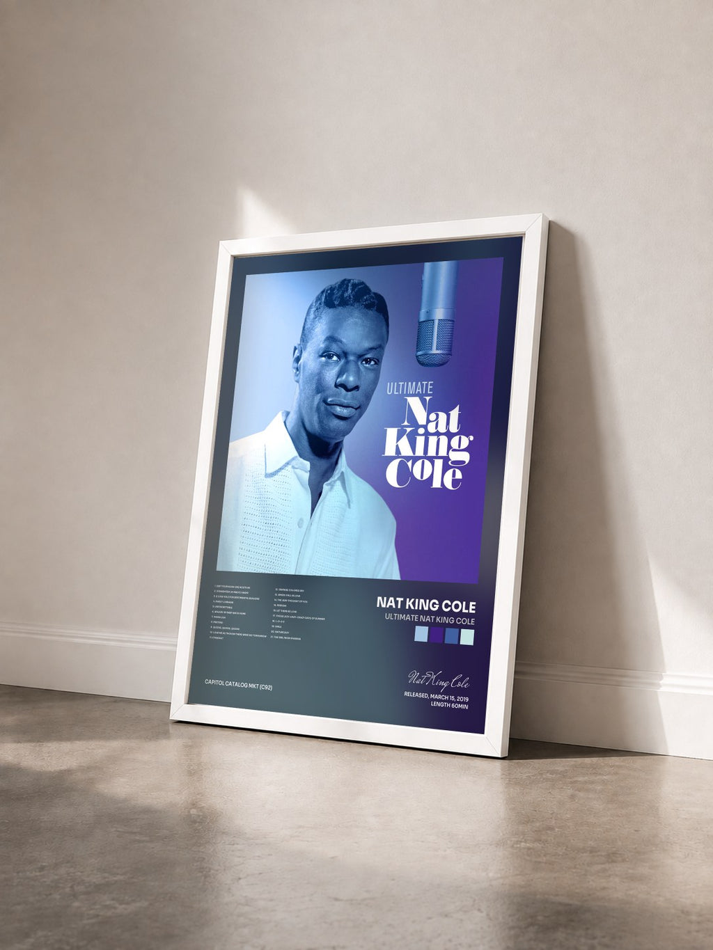 #blanc Tableau de l'album Ultimate Nat King Cole de Nat King Cole vu de trois quarts, cadre blanc