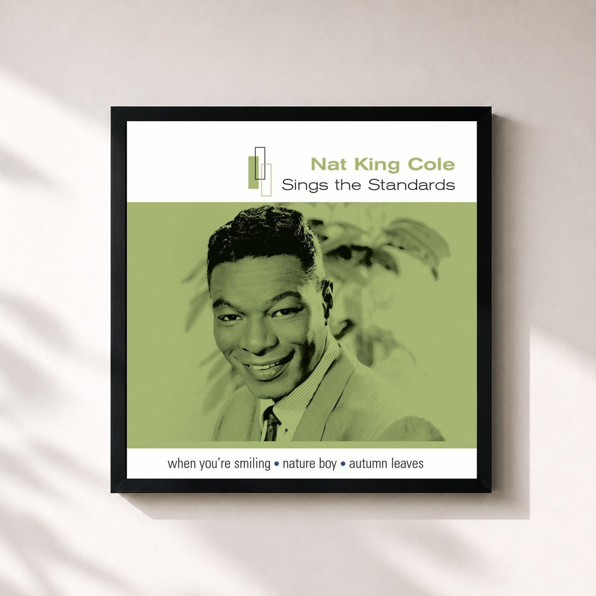 #noir Sings The Standards by Nat King Cole as a square framed art print, black 32x32 cm frame