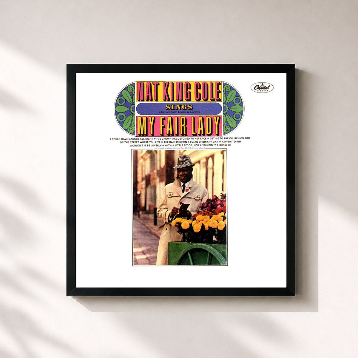 #noir My Fair Lady von Nat King Cole als quadratischer Kunstdruck, schwarzer Rahmen 32x32 cm