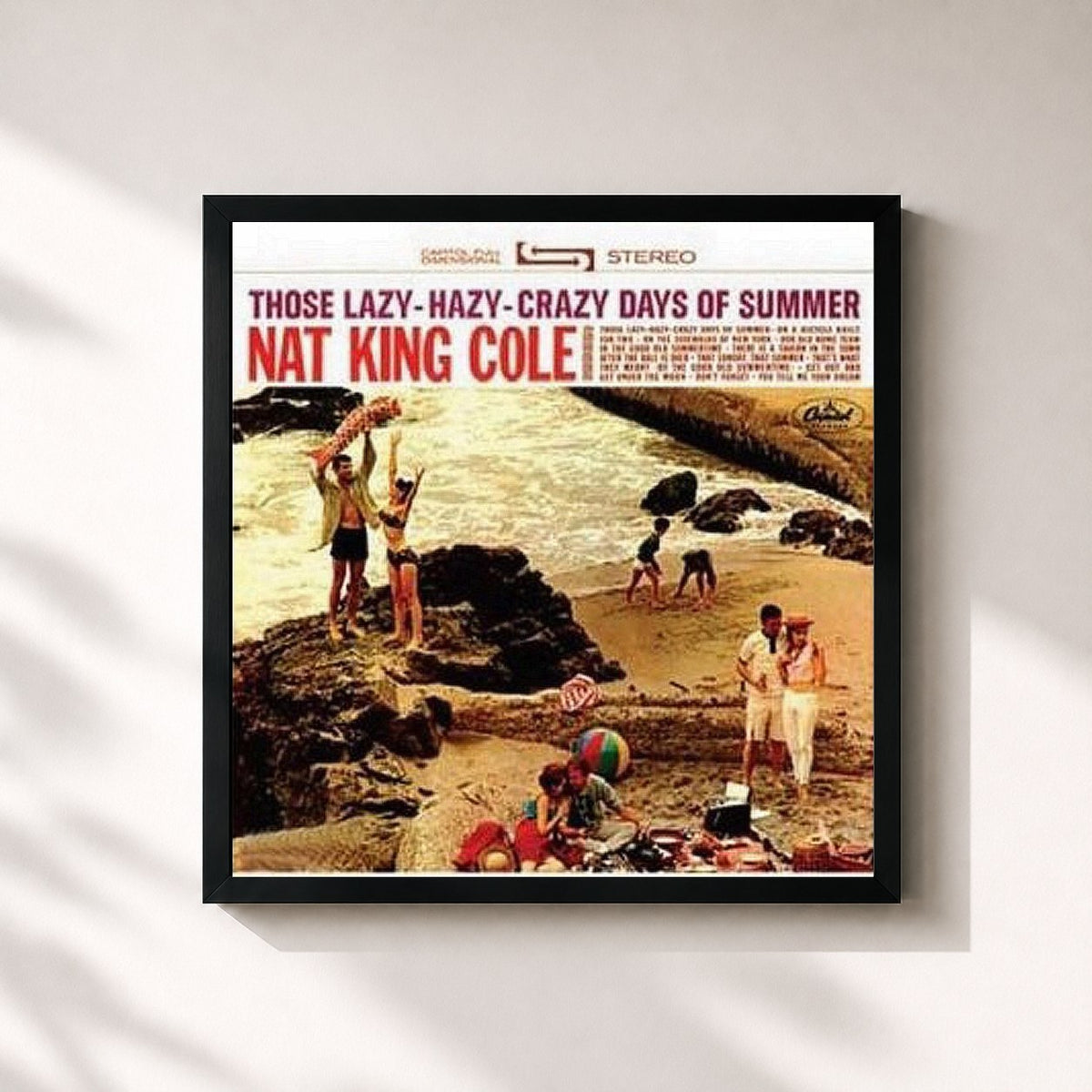 #noir Those Lazy Hazy Crazy Days Of Summer von Nat King Cole als quadratischer Kunstdruck, schwarzer Rahmen 32x32 cm