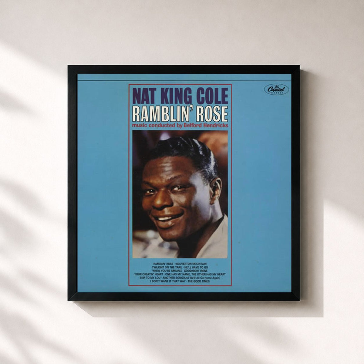 #noir Ramblin Rose by Nat King Cole as a square framed art print, black 32x32 cm frame