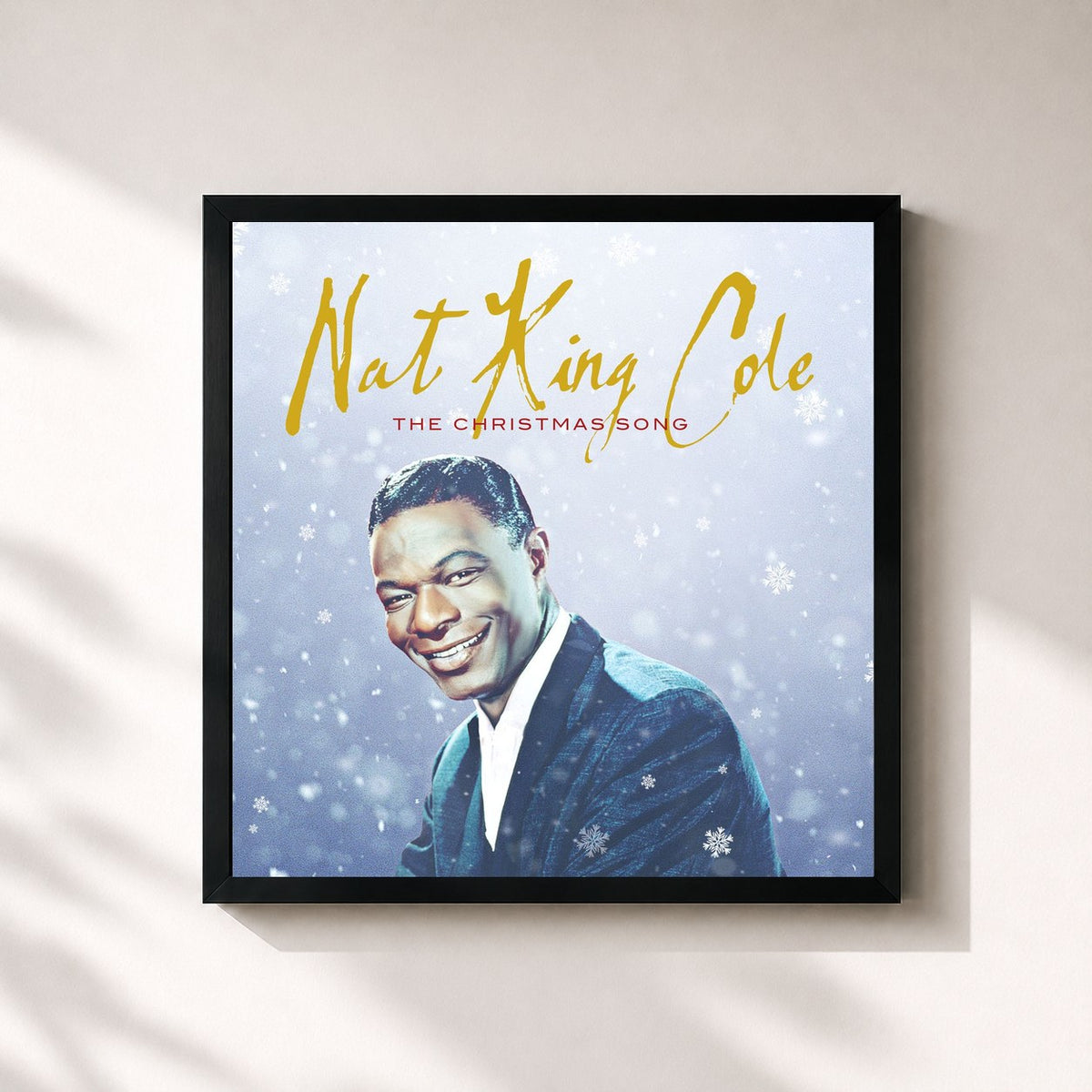 #noir The Christmas Song von Nat King Cole als quadratischer Kunstdruck, schwarzer Rahmen 32x32 cm