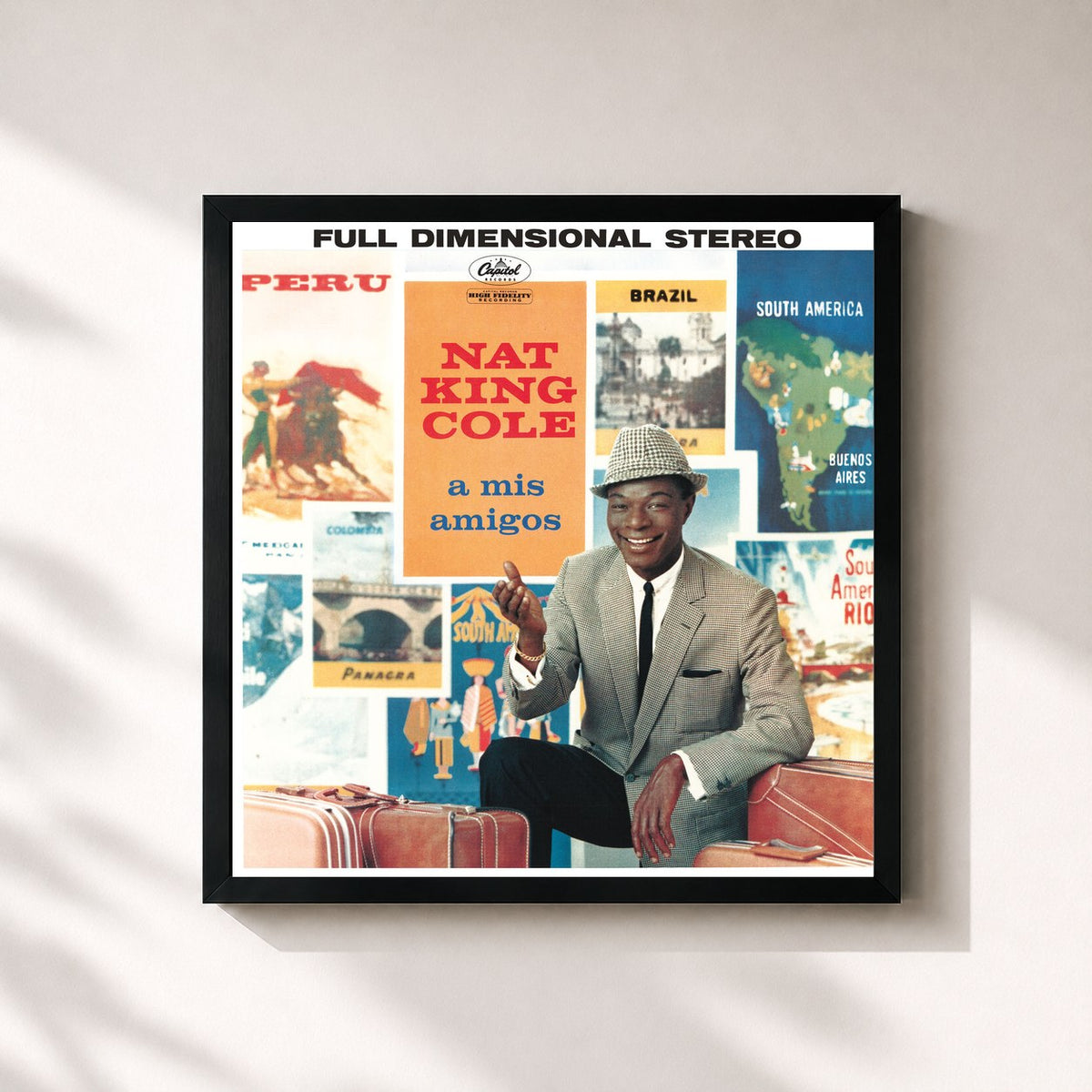 #noir A Mis Amigos von Nat King Cole als quadratischer Kunstdruck, schwarzer Rahmen 32x32 cm