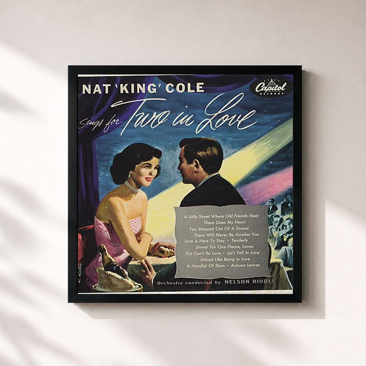 #noir Sings For Two In Love by Nat King Cole as a square framed art print, black 32x32 cm frame