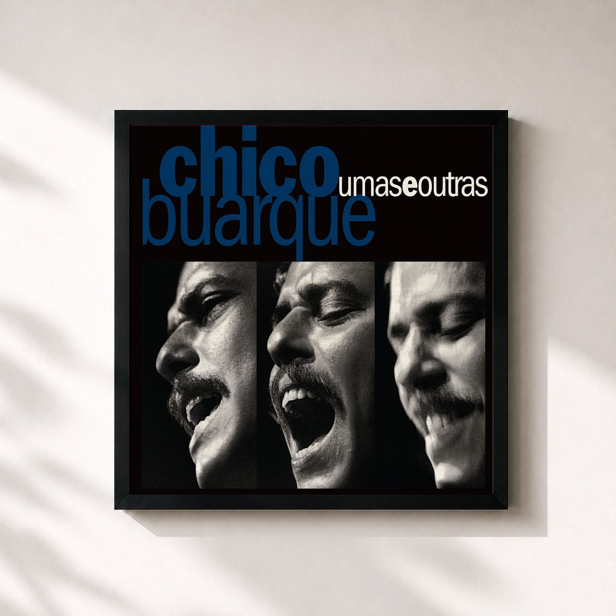 #noir Tableau carré de l'album Umas E Outras de Chico Buarque, cadre noir 32x32 cm