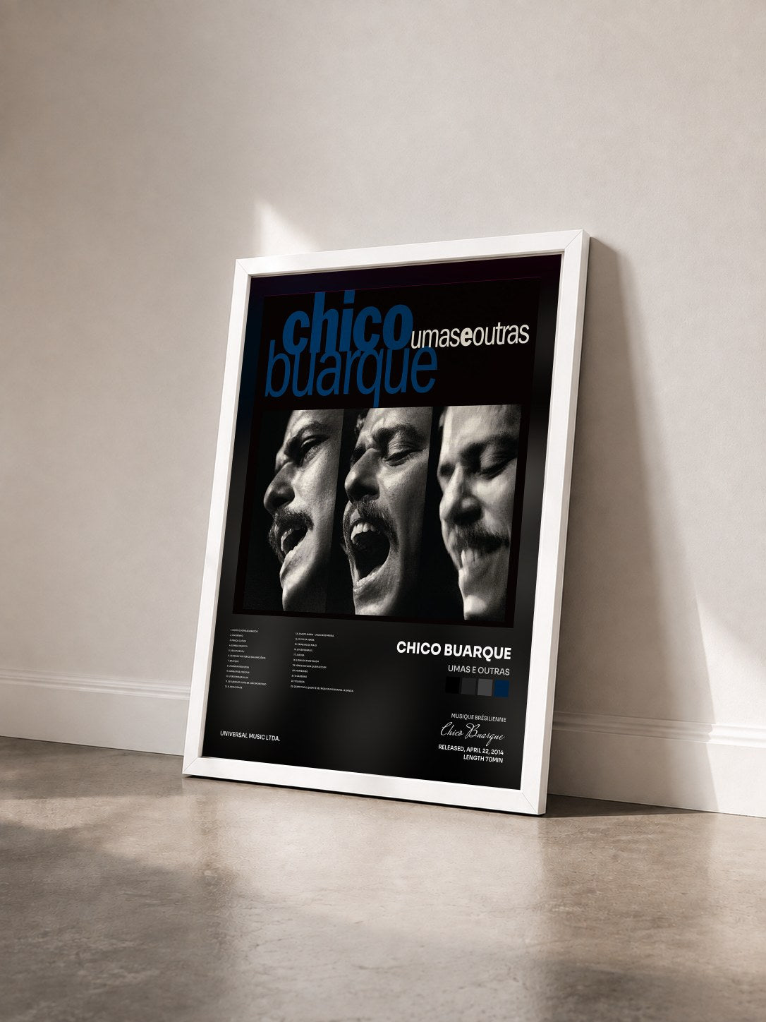 #blanc Tableau de l'album Umas E Outras de Chico Buarque vu de trois quarts, cadre blanc