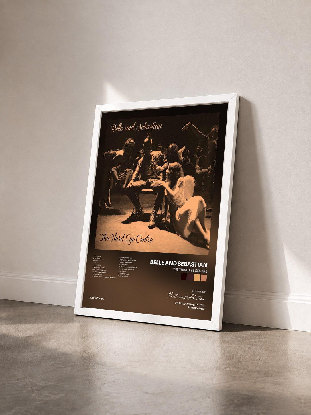 #blanc Tableau de l'album The Third Eye Centre de Belle and Sebastian vu de trois quarts, cadre blanc