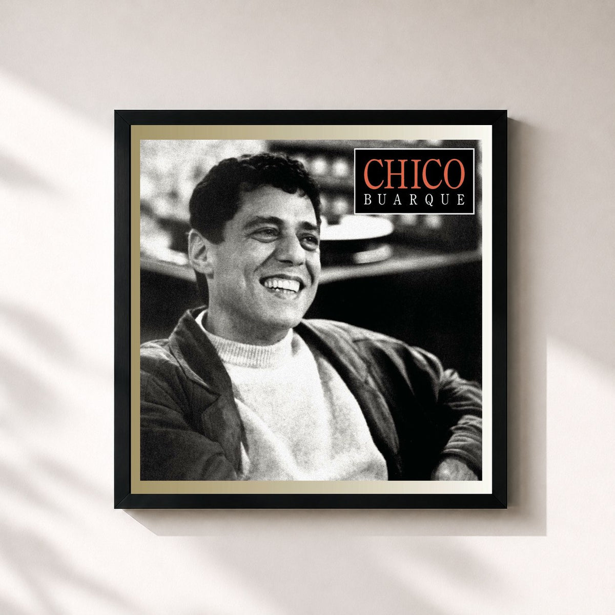 #noir Tableau carré de l'album Chico Buarque de Chico Buarque, cadre noir 32x32 cm