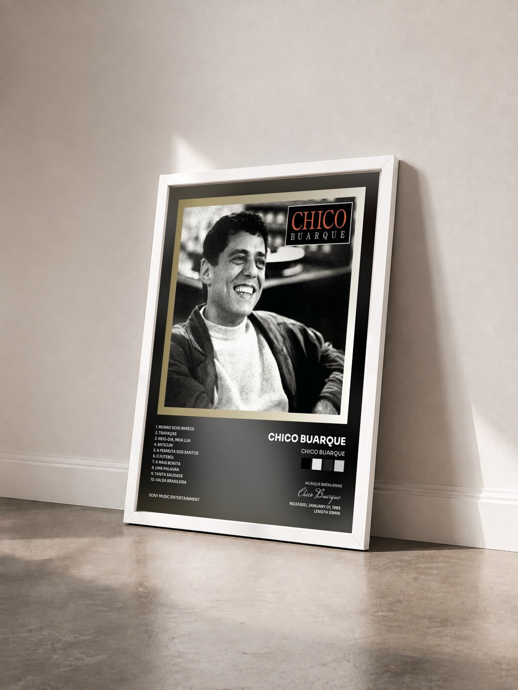 #blanc Tableau de l'album Chico Buarque de Chico Buarque vu de trois quarts, cadre blanc