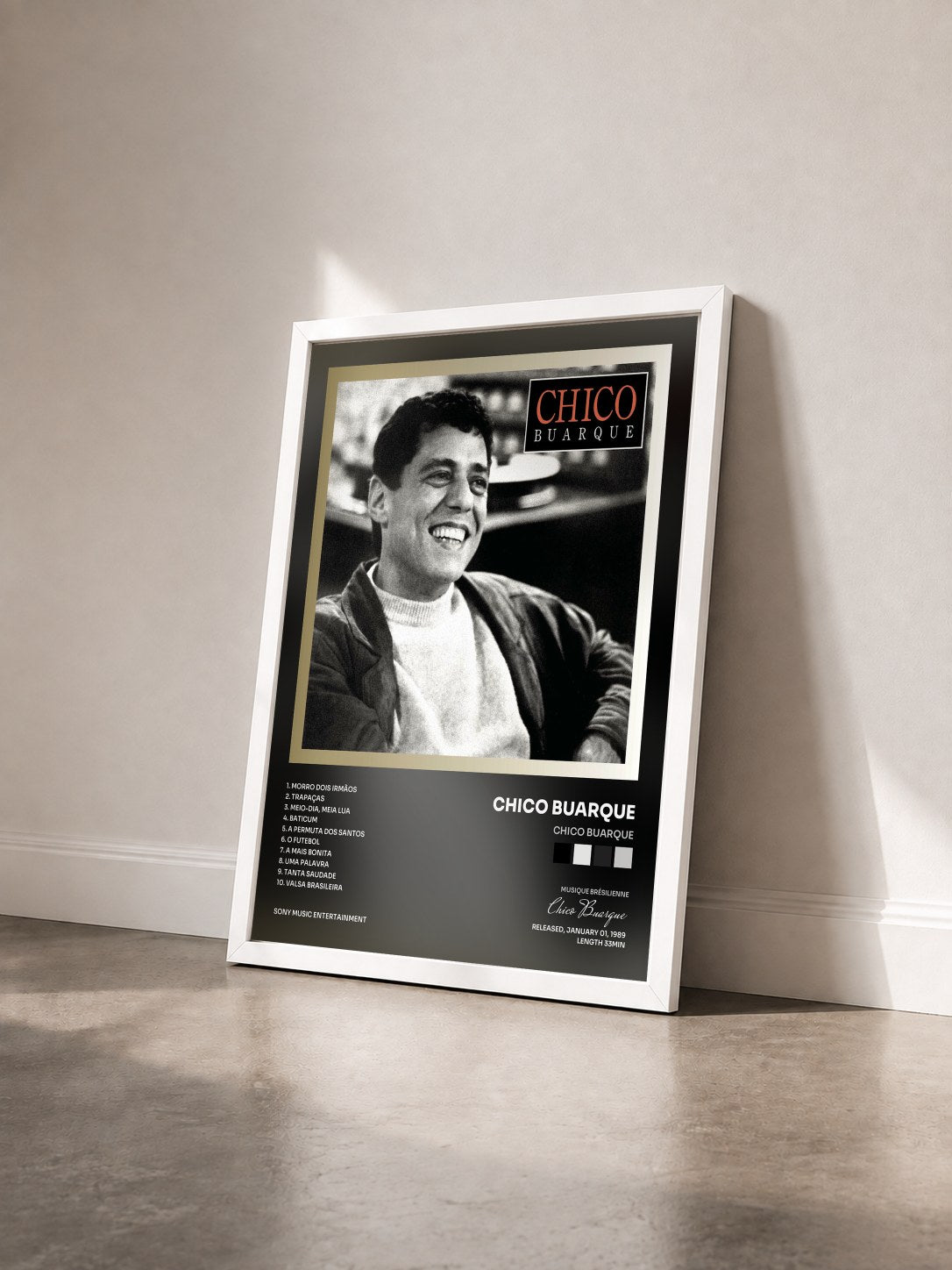 #blanc Tableau de l'album Chico Buarque de Chico Buarque vu de trois quarts, cadre blanc