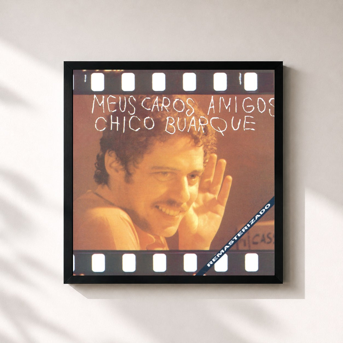 #noir Tableau carré de l'album Meus Caros Amigos de Chico Buarque, cadre noir 32x32 cm