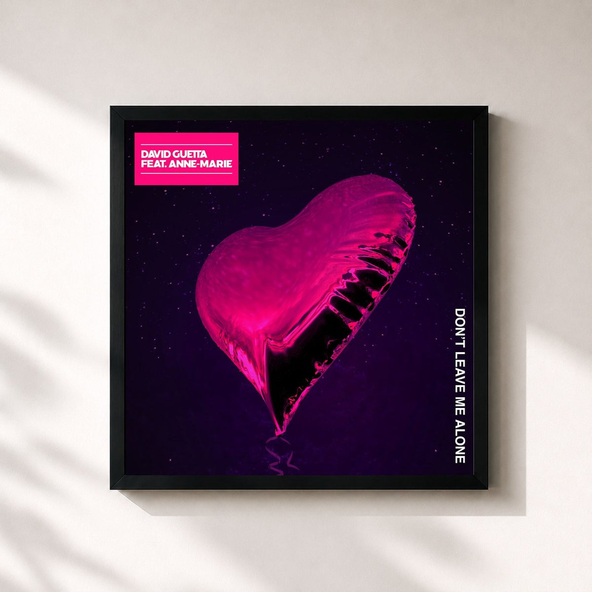 #noir Tableau carré de l'album Don't Leave Me Alone (feat. Anne-Marie) (Remixes) de David Guetta, cadre noir 32x32 cm