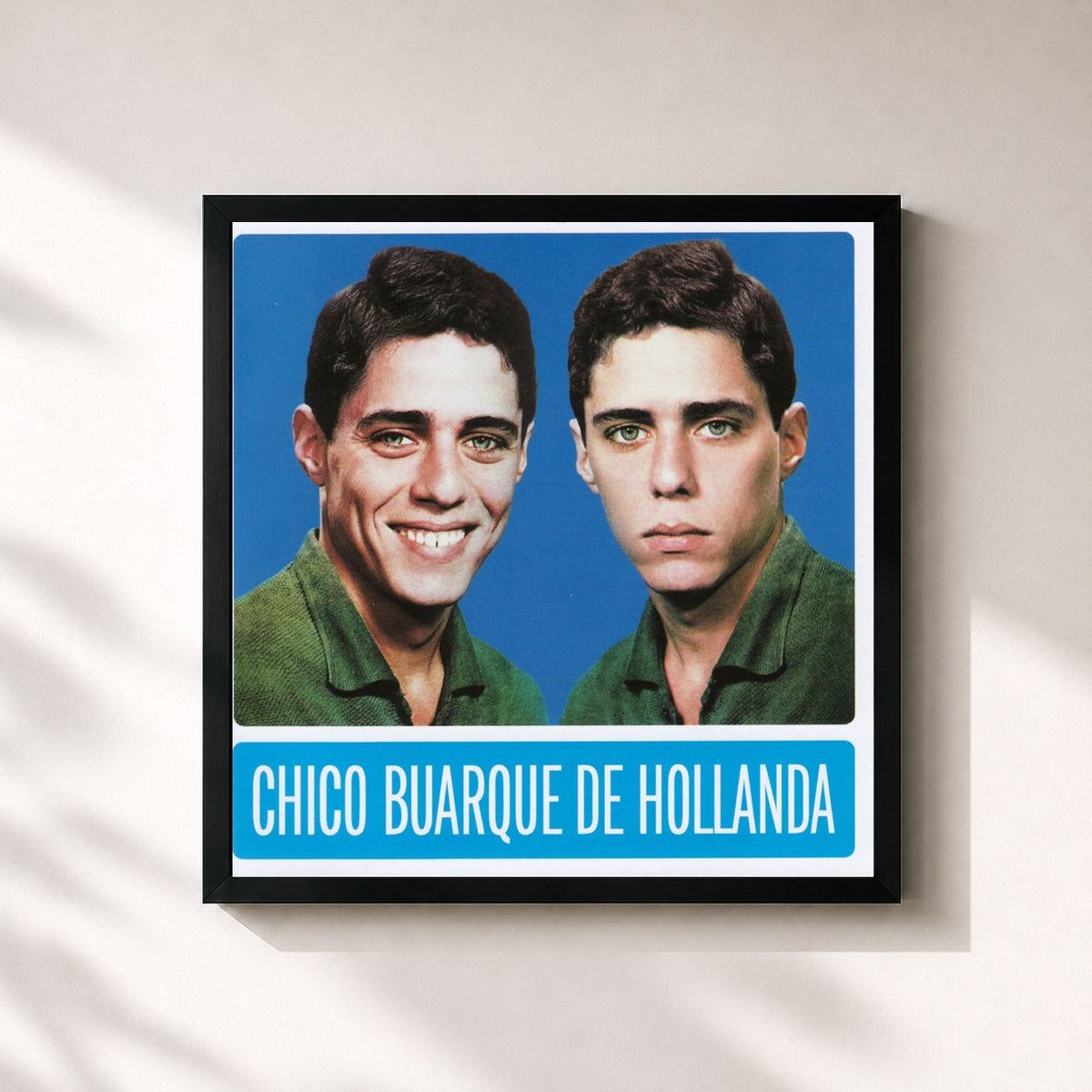#noir Tableau carré de l'album Chico Buarque de Hollanda de Chico Buarque, cadre noir 32x32 cm