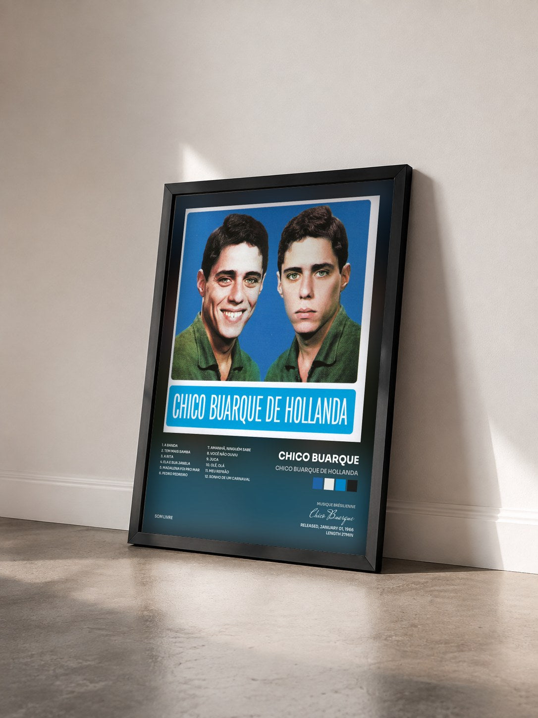 #noir Tableau de l'album Chico Buarque de Hollanda de Chico Buarque vu de trois quarts, cadre noir