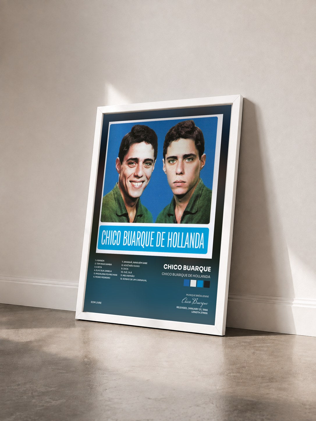 #blanc Tableau de l'album Chico Buarque de Hollanda de Chico Buarque vu de trois quarts, cadre blanc
