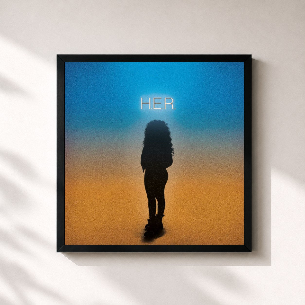 #noir H.E.R. by H.E.R. as a square framed art print, black 32x32 cm frame