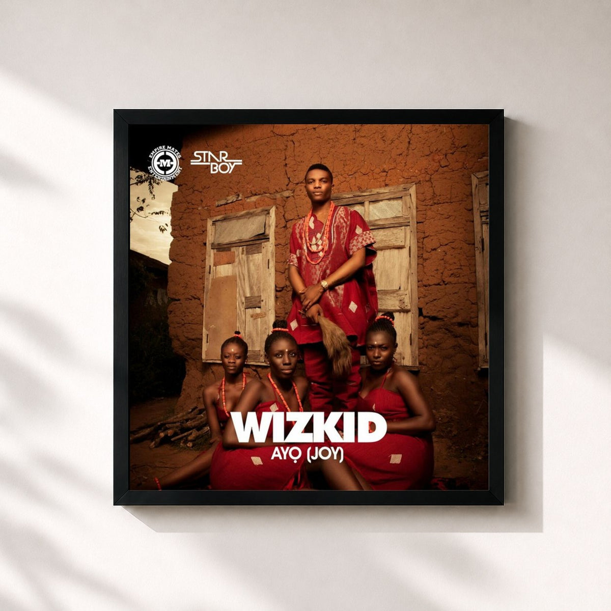 #noir Tableau carré de l'album Ayo de WizKid, cadre noir 32x32 cm