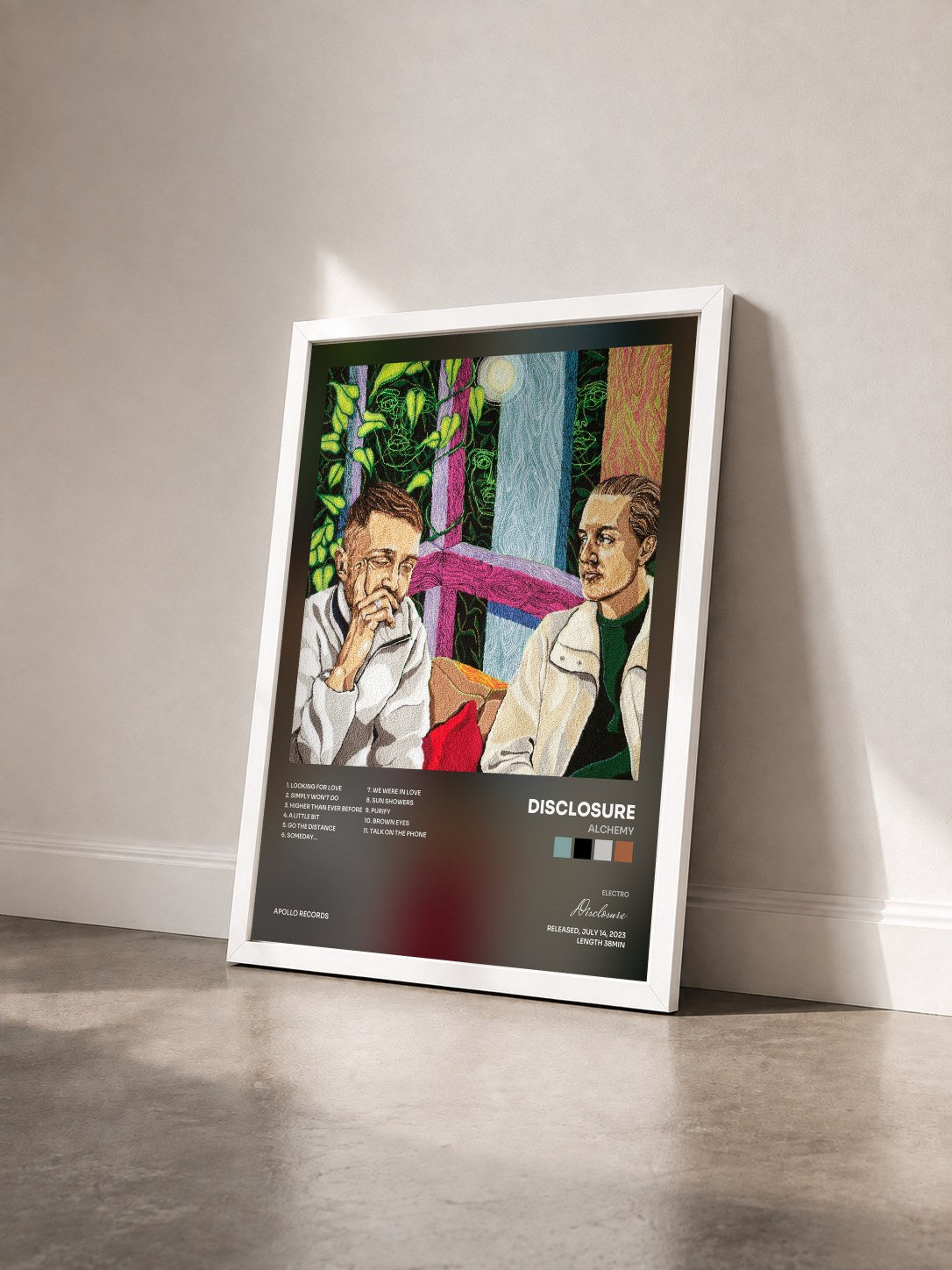 #blanc Tableau de l'album Alchemy de Disclosure vu de trois quarts, cadre blanc