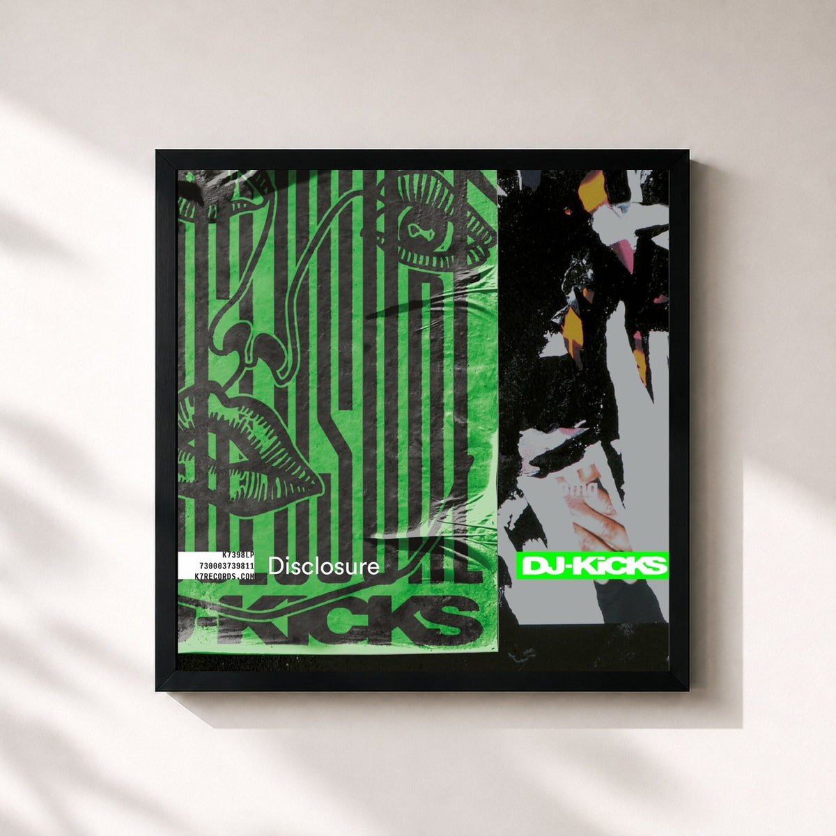 #noir Tableau carré de l'album DJ-Kicks: Disclosure de Disclosure, cadre noir 32x32 cm