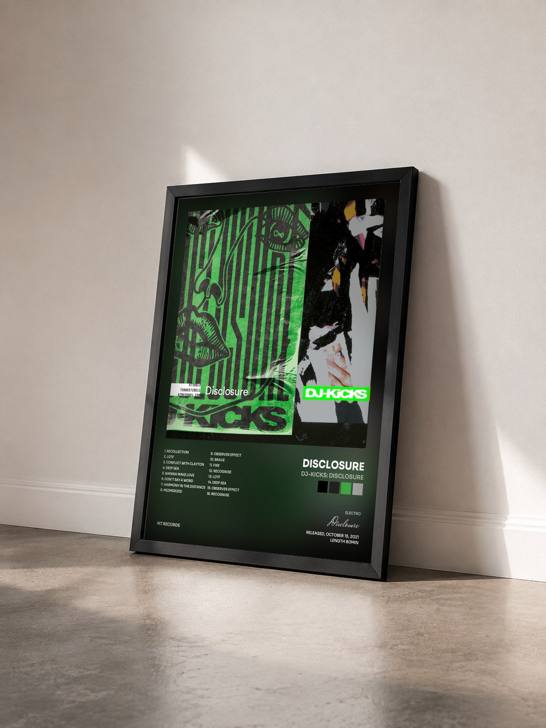 #noir Tableau de l'album DJ-Kicks: Disclosure de Disclosure vu de trois quarts, cadre noir