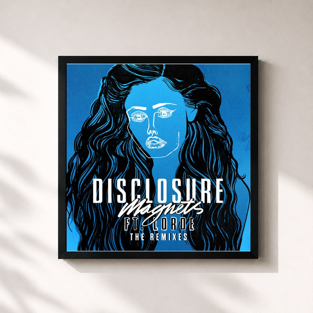 #noir Tableau carré de l'album Magnets (The Remixes) de Disclosure, cadre noir 32x32 cm